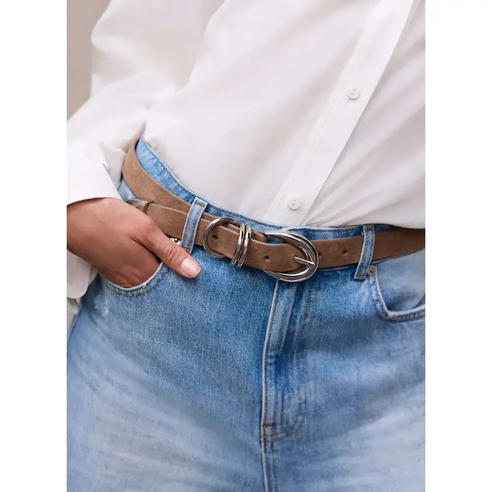 Mint Velvet Tan Suede Slim Belt